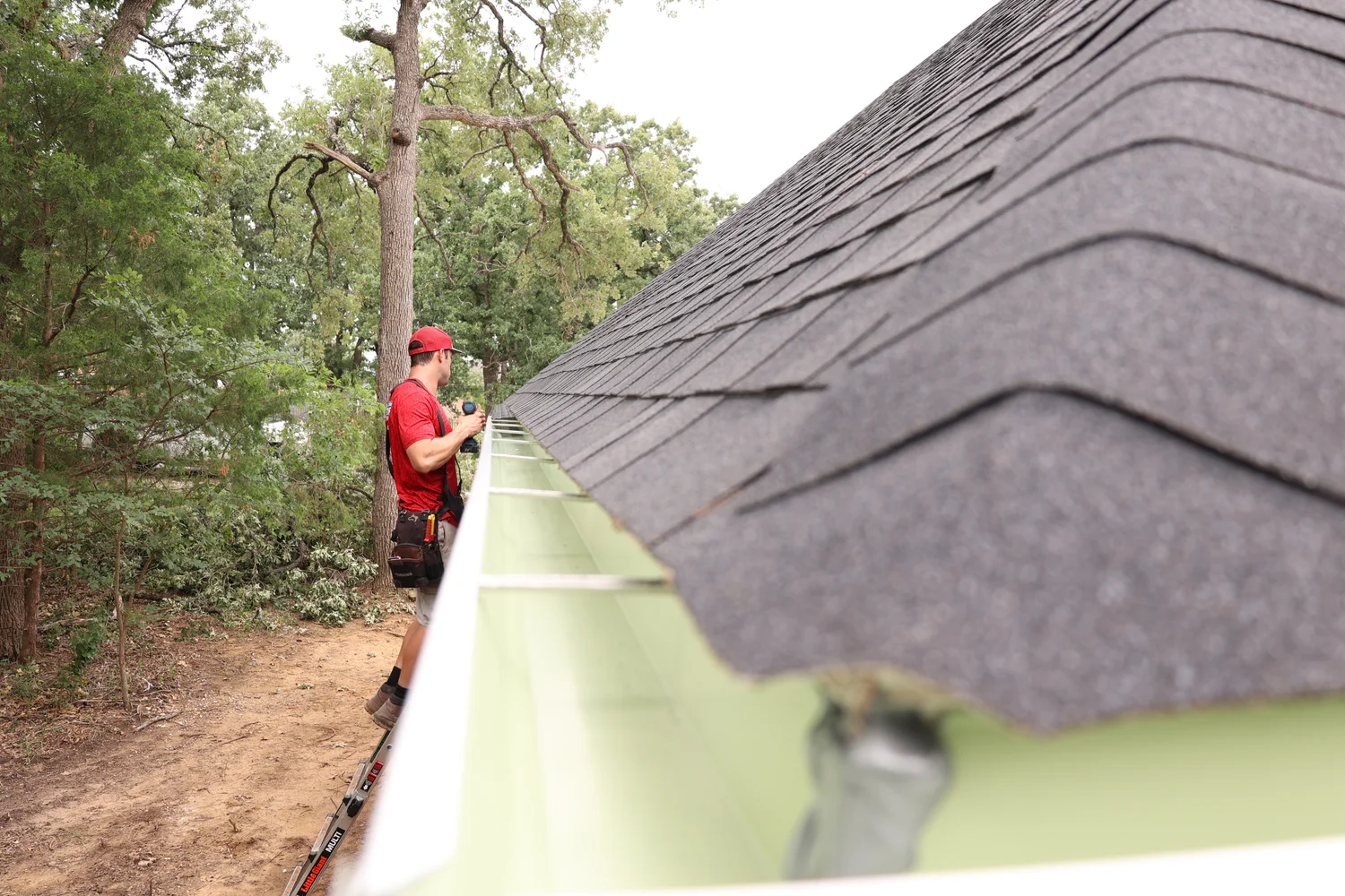 Gutter installation work on a Carrollton home