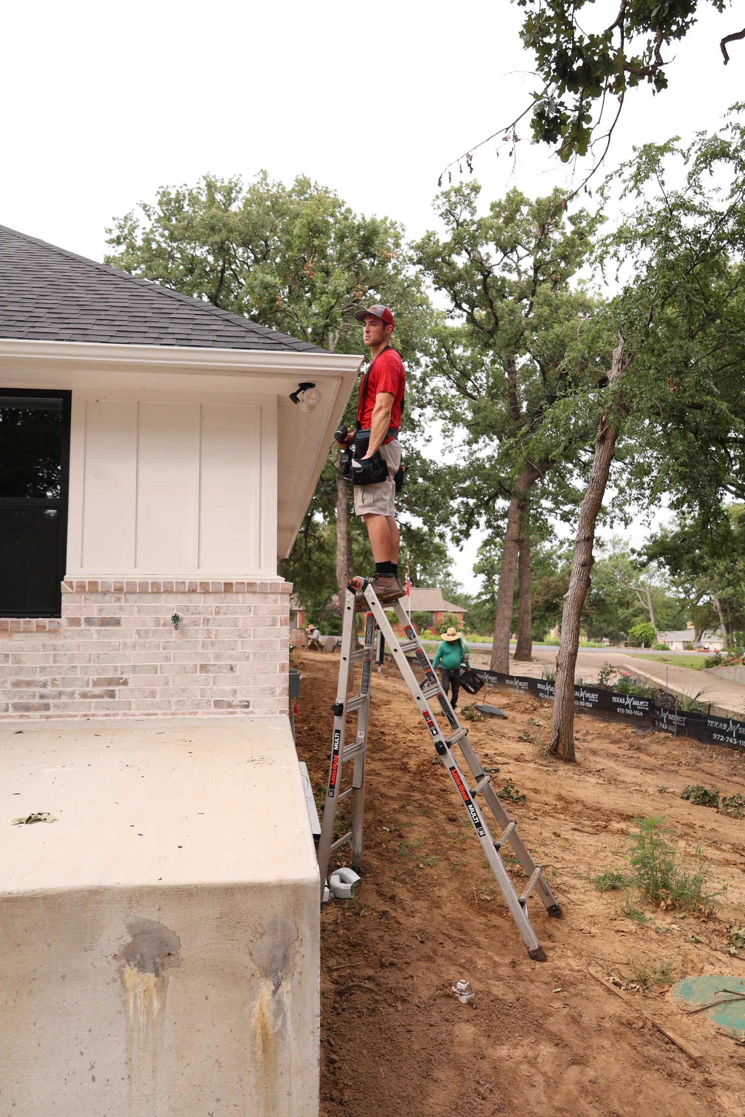 North Texas Gutters crew working on a Flower Mound gutter project